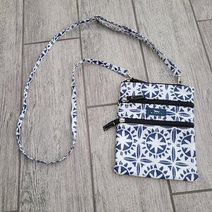 Scout Blue White Geometric Print Crossbody Zip Bag